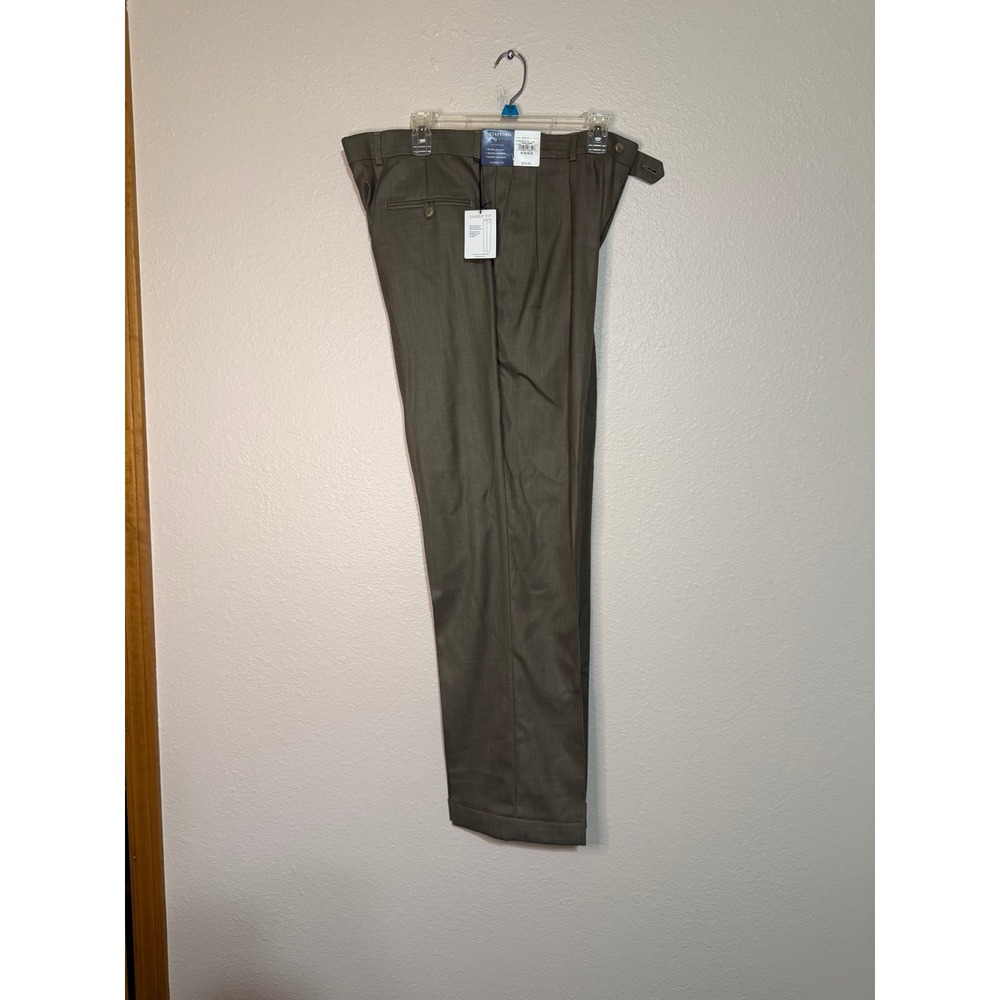 Stafford Essentials Mens Sharkskin Dress‎ Pants Rock Taupe Classic Fit 36x32 NWT